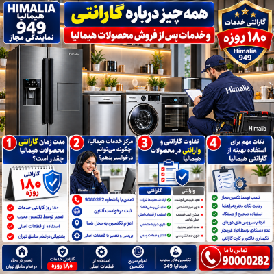 گارانتی هیمالیا, شرایط گارانتی هیمالیا, مدت زمان گارانتی, مرکز خدمات هیمالیا, خدمات پس از فروش هیمالیا, نمایندگی هیمالیا, تعمیرات هیمالیا, گارانتی محصولات هیمالیا