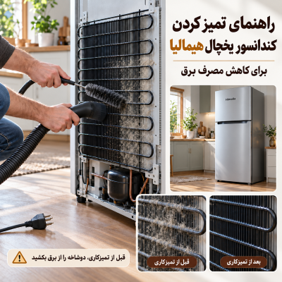 تمیز کردن کندانسور یخچال هیمالیا, سرویس کندانسور یخچال, کاهش مصرف برق, گردوغبار پشت یخچال, نگهداری یخچال