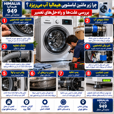 علت آب ریختن زیر ماشین لباسشویی هیمالیا و راه‌های تعمیر